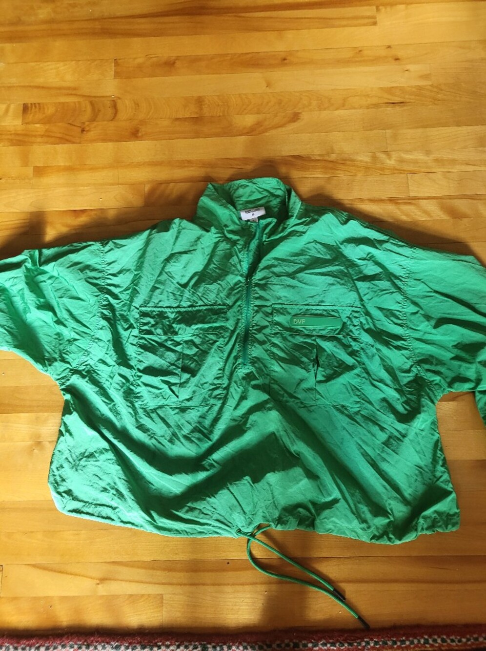 Diane Von Furstenberg Bright Green Kids Raincoat with Front Pockets